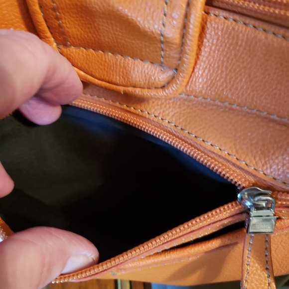 Babbs Collection Orange Leather Crossbody Purse - Picture 7 of 10